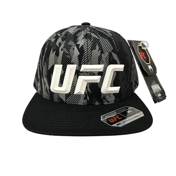 UFC Venum Authentic Fight Week Unisex Black Gray White Snapback Hat 3D Letters - Picture 1 of 6
